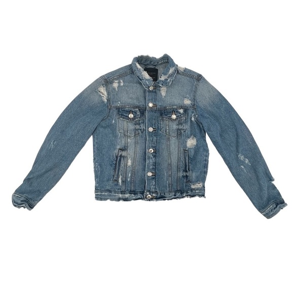 Zara Trafaluc Denimwear Distressed Jean Jacket Size M Women's - Picture 1 of 5